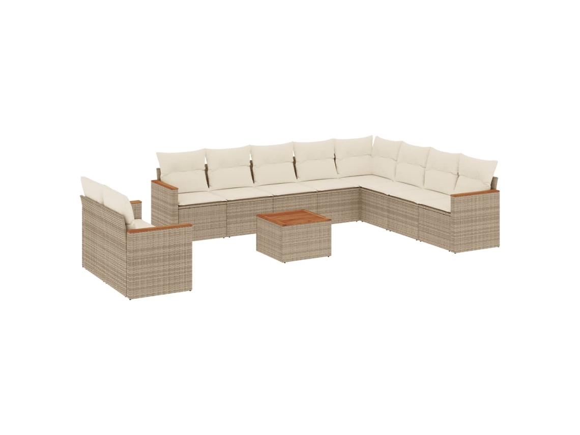 Maison Exclusive - Set De Sofás De Jardín 11pzas Con Cojines Ratán Sintético Beige