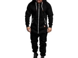 2026-mono Con Capucha Para Hombre Con Cremallera Invierno Casual Romper Sudadera 2xl Negro