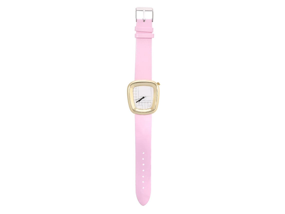 Reloj Analógico De Cuarzo Con Correa De Piel Sintética Rosa, Estilo Sencillo Y Elegante.