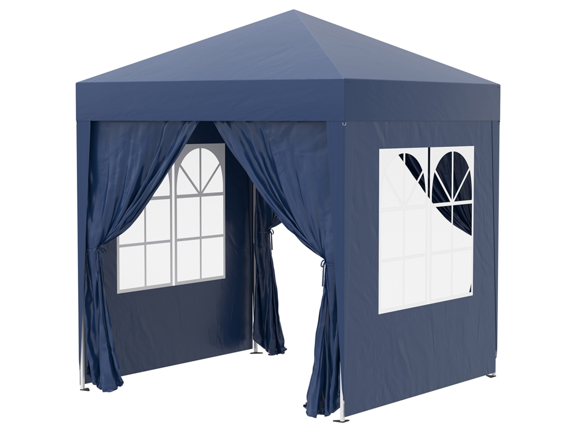 Cenador Plegable De 2x2 M Con 4 Paneles Laterales, Ventana Y Puerta, De Madera Oxford.