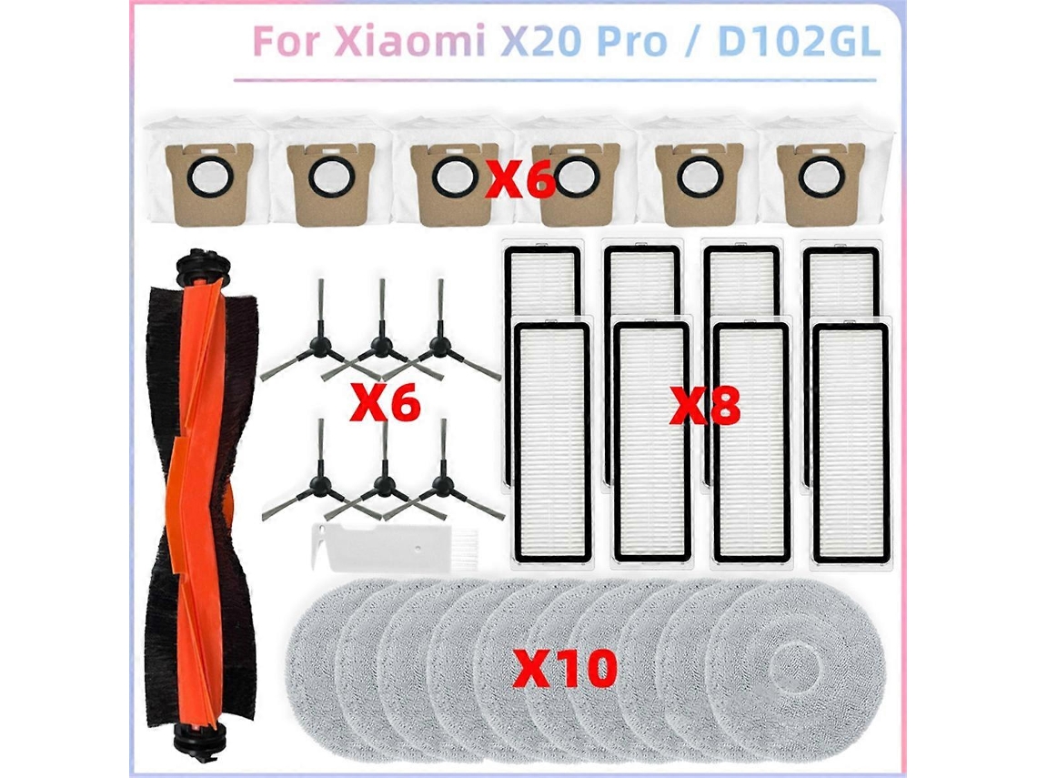 Para Aspirador De Pó Robot Vacuum X20 Pro / D102gl, Peças, Rolo Principal, Escova Lateral, Filtro Hepa, Pano De Esfregão Saisiyiky