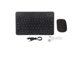 Combo Teclado E Mouse Sem Fio Bivolt Rechargeável Portátil Silencioso 10 Polegadas Preto