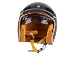 Casco de ciclismo retro negro mate, con apertura de 3/4 y visera solar, talla XL.