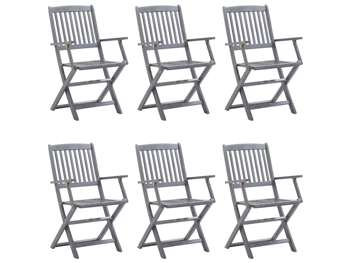 Maison Exclusive - Sillas De Jardín Plegables 6 Uds Cojines Madera Maciza Acacia