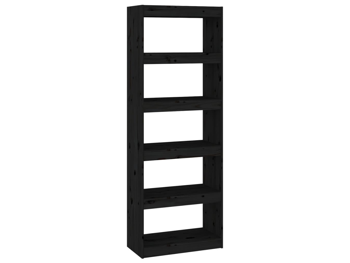 Librería con partición MAISON EXCLUSIVE en madera maciza de pino negro 60x30x167,5 cm