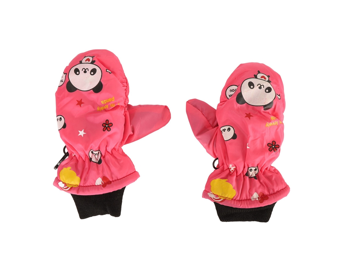 2 guantes de nieve para niños, cálidos, impermeables y resistentes al viento, con un bonito estampado de felpa | Sin marca