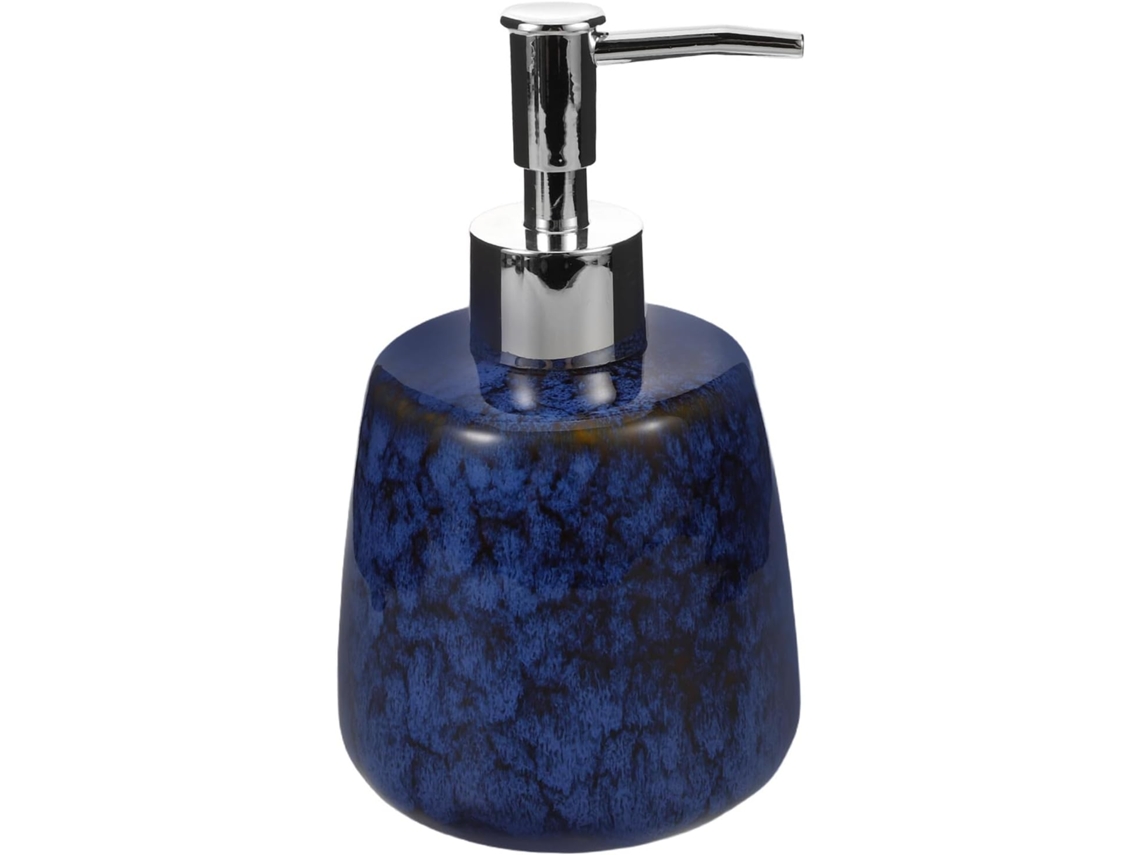Dispensador De Jabón De Cerámica Recargable Nuobesty De 300 Ml Con Bomba, Color Azul Y Base.