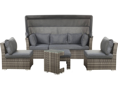 Conjunto de jardín 6 plazas modular gris BELIANI Corte