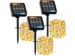 Juego De 3 Luces Solares Para Exteriores, 12 M De Largo, Con 120 Led, Resistentes Al Agua.