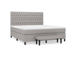 Maison Exclusive - Cama Box Spring Con Colchón Tela Gris Claro 180x200 Cm