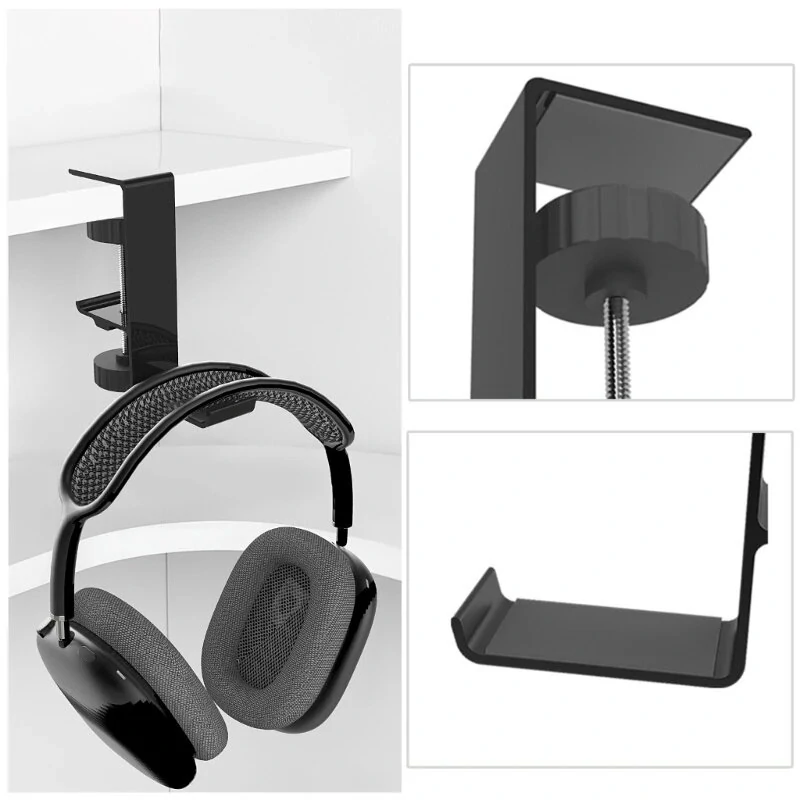 Soporte De Metal Para Auriculares Con Gancho Para Debajo Del Escritorio, Soporte Universal Para Auriculares Con Abrazadera Ajustable.