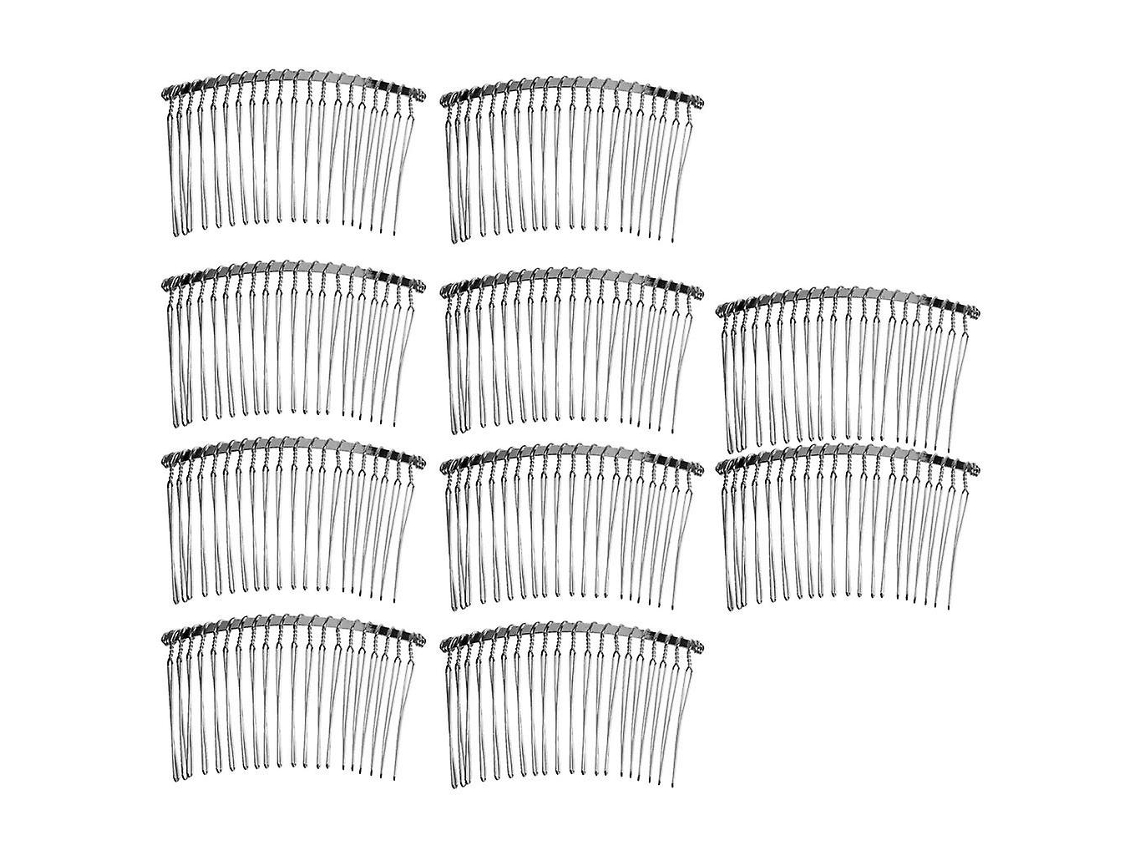 10 Peines De Pelo De Aleación Para Mujeres Diy Joyería Boda Peinados Artesanía 8.5cm Plata