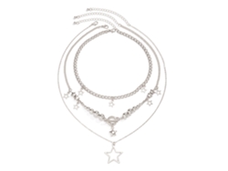 Conjunto De Collar De Capas Con Colgante De Estrella, Aleación, Moda Para Mujeres Y Niñas, Tipo D