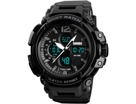VEANXIN Hombres Deporte LED Digital Electrónico Hombres Relojes de Pulsera Dobles-Negro