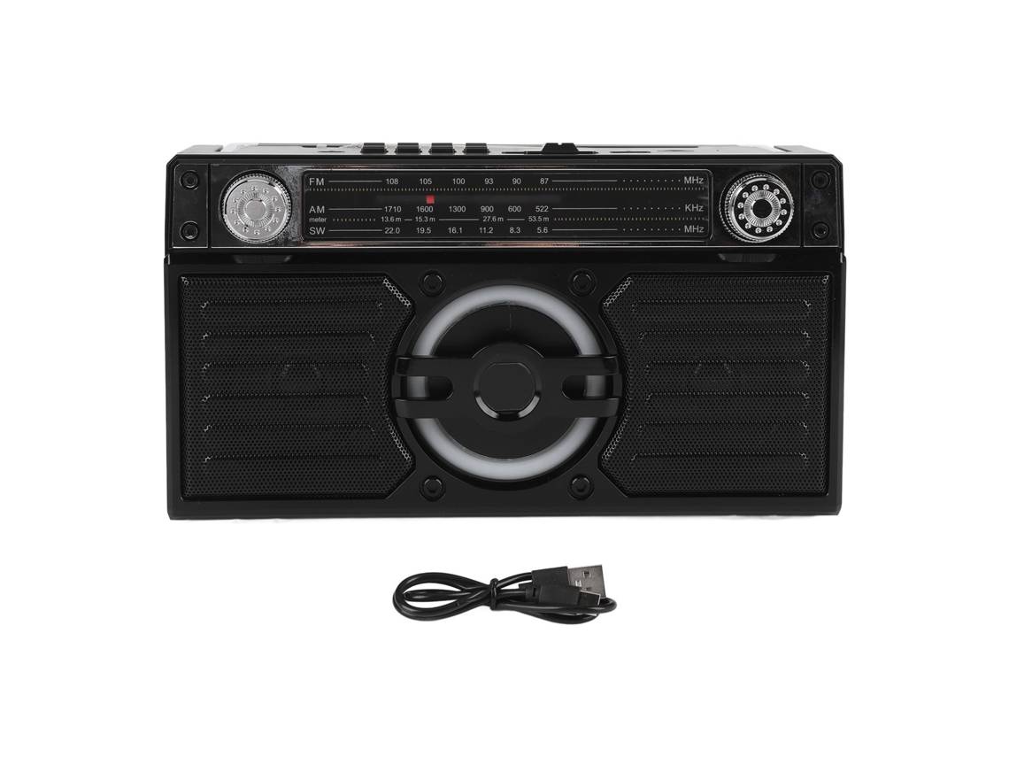 Altavoz Portátil Bluetooth Fm Am Sw Multibanda Recargable Con Larga Duración De Reproducción - Negro
