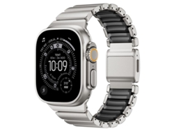 Correa de silicona XIAOMOYU para Apple Watch (46/49/45/44 mm) con revestimiento de acero inoxidable y cierre magnético.
