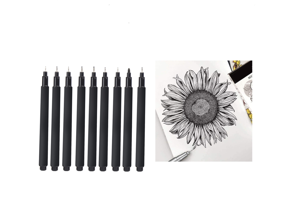 Bolígrafos De Punta Fina Resistentes Al Agua, Tinta Negra, Para Dibujar, Esbozar Y Hacer Álbumes De Recortes, 9 Tamaños.