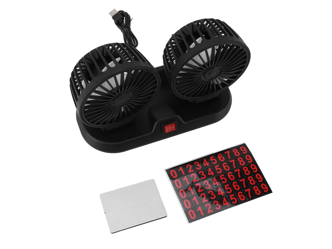 Ventilador USB doble con cabezal potente, silencioso y portátil.