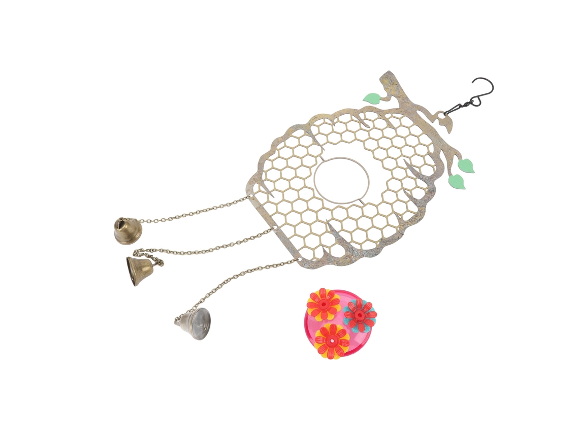 Comedero Innovador Para Colibríes Con Campanilla De Viento Colgante Para Jardín Exterior Con Diseño De Nido.