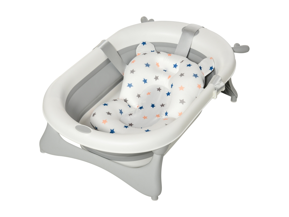 Bañera Plegable Para Bebés Con Tapón Termosensible, Color Gris.