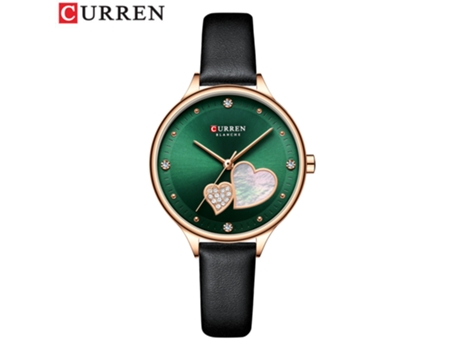 Relojes de Moda para Mujer Reloj Impermeable de Cuarzo con Correa de Cuero para Mujer-Concha Rosa Verde LUUCOZK