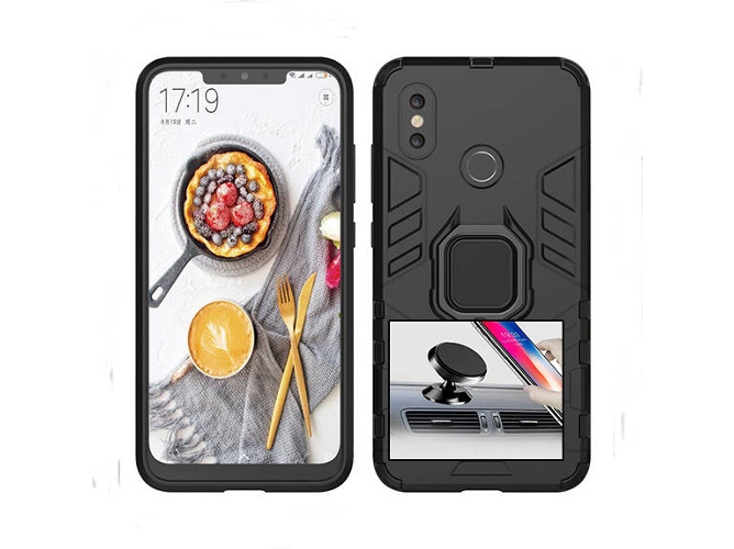 Kit Carcasa y Soporte Magnetico Auto Xiaomi Mi Max 3 Military Defender Negro