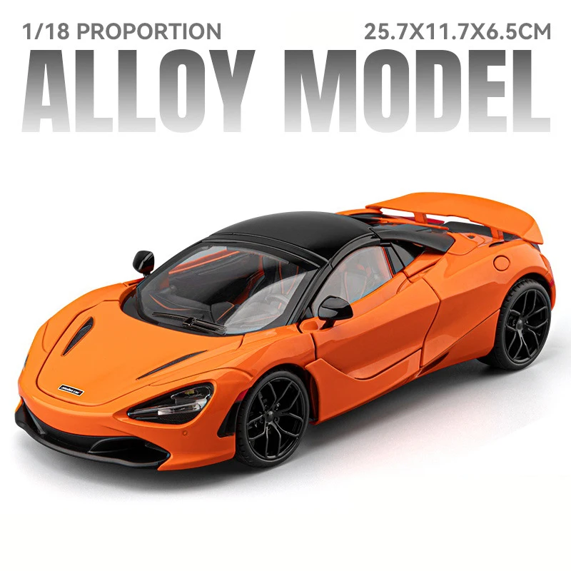 (naranja) Coche De Juguete Modelo Supercar De Aleación A Escala 1:18, Modelo De Metal Fundido A Presión Con Sonido Y Luz.