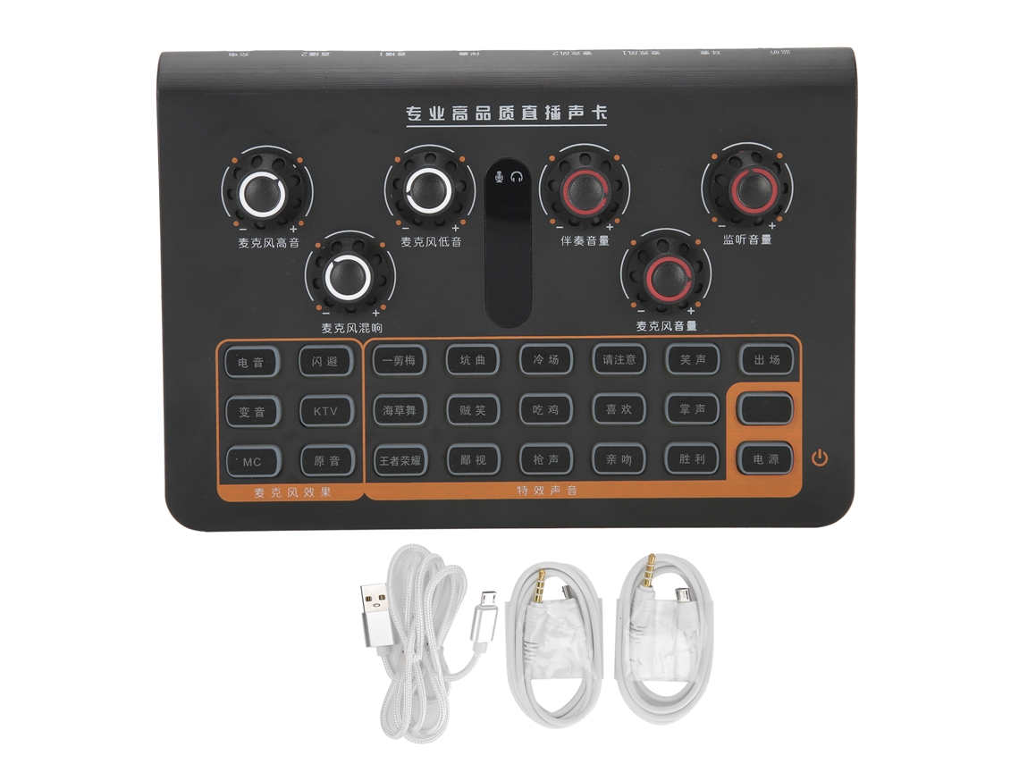 Tarjeta De Sonido Portátil Q8 Con Controlador De Audio De 16 Vías Para Teléfono, Ordenador, Pc, Micrófono Y Transmisión