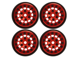 4pcs Llanta Beadlock 1.0 Pulgada 12 Orificios Aluminio Rc Para Fms Fcx24 1/24 Crawler Rojo