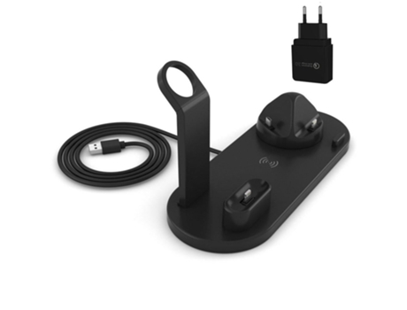 Cargador de Smartwatch SLOWMOOSE Estación base de carga inalámbrica 4 en 1 para Iphone Airpods Watch (Adicionar Adaptador Eu Qc3.0-746774785)