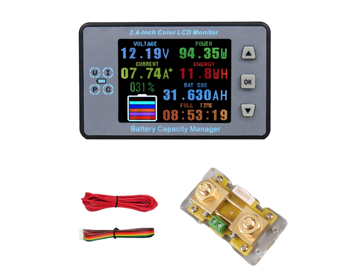 Coulometro De Batería Lcd De 2,4 Pulgadas Con Detección De Corriente Bidireccional Para Automóviles, Vehículos Recreativos Y Bicicletas Eléctricas.