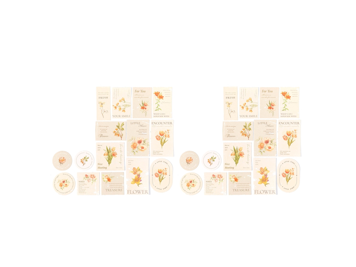 30pcs Adesivos Plantas Padrão Romântico Conjunto De Adesivos Decorativos Para Scrapbook Papelaria Cartões Laranja
