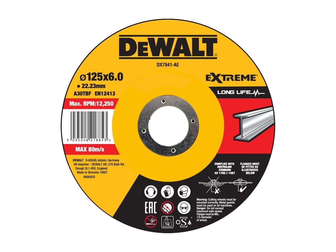 DEWALT DX7941-AE - Disco de desbaste concavo para metal 125 x 6 x 22.23mm
