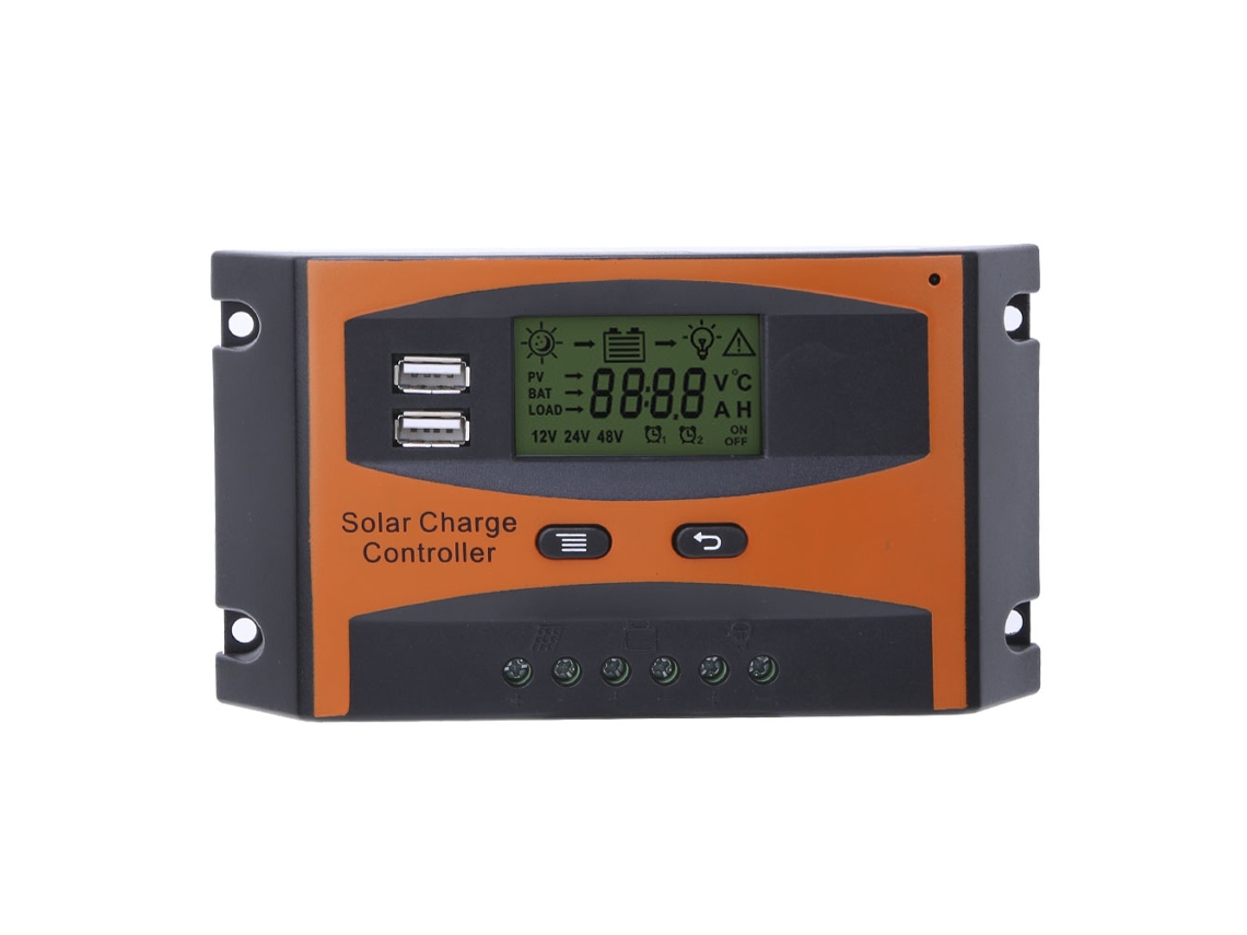 Controlador De Carga Solar Pwm Automático De 12/24 V Y 20 A Con Usb Y Protección Ip32.