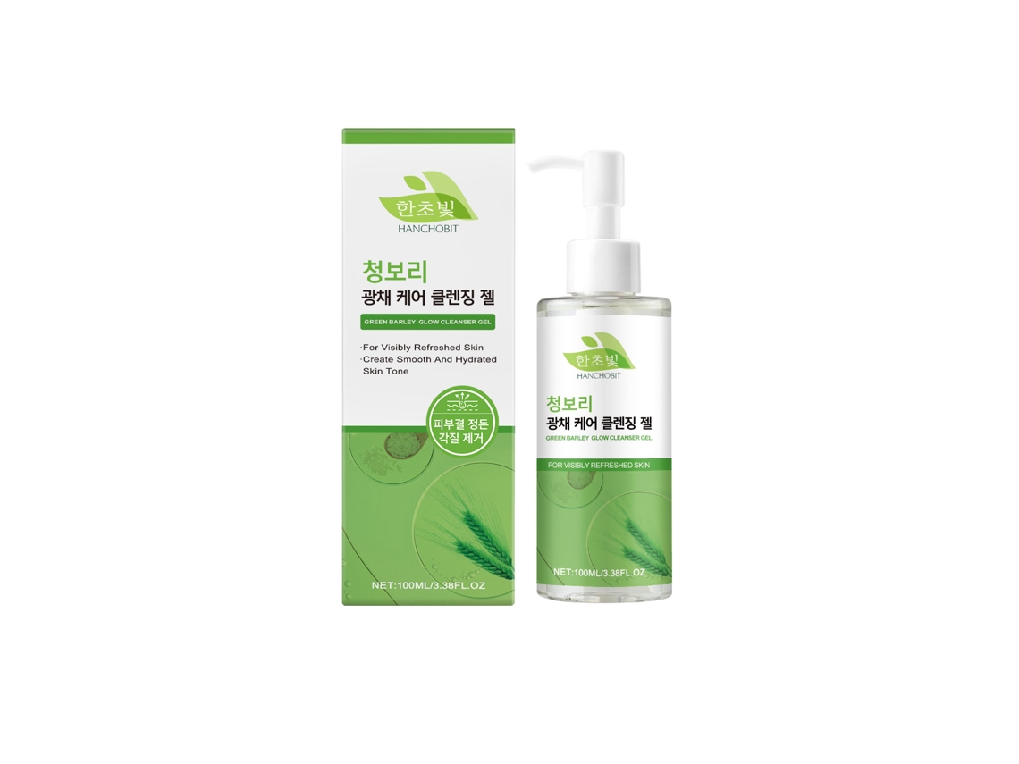 Gel limpiador de trigo verde, limpiador facial hidratante suave para pieles delicadas, 100 ml.