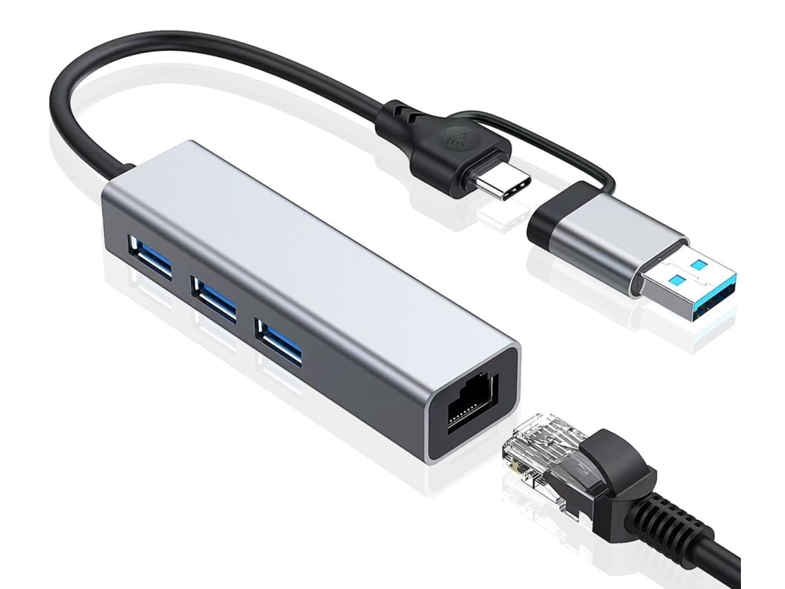 Adaptador de red HALINUIA USB 3.0 a Gigabit Ethernet RJ45 (1 puerto USB-C, gris)