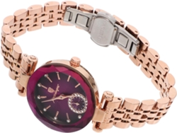 Reloj Mujer Púrpura Resistente Elegante Diseño Cuarzo Delicada Pulsera Estilo Moderno Diario Tono Al Agua Uso