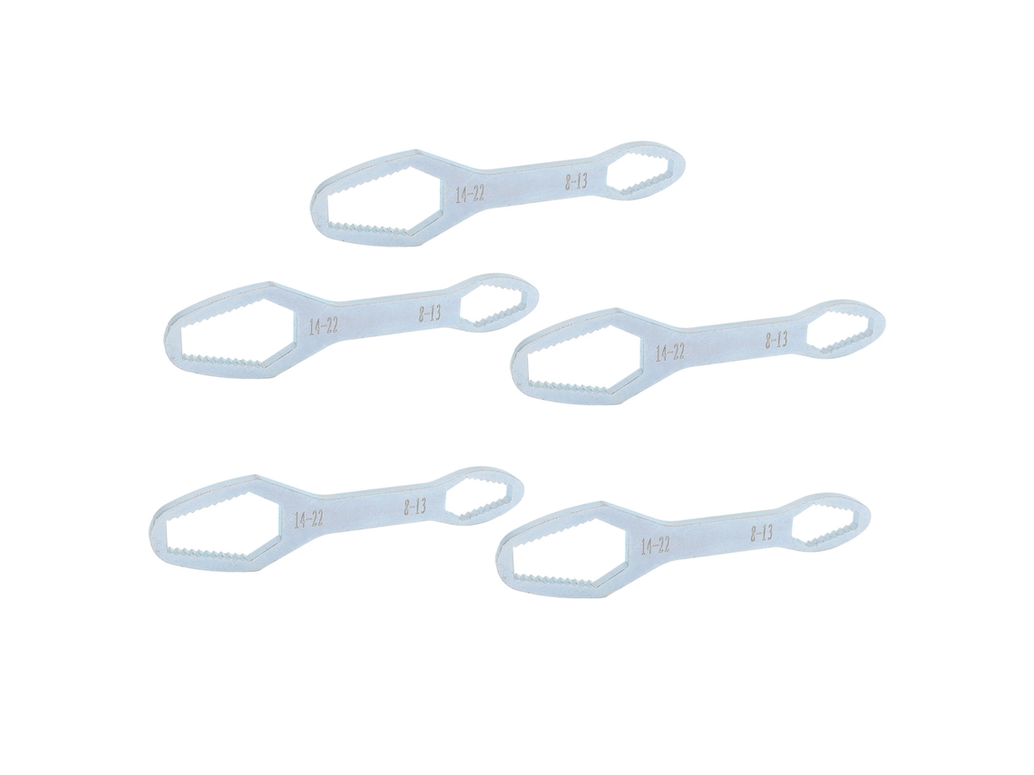 5 Llaves De Doble Extremo 8mm A 22mm Acero Aleación Autoajustable 160mm Plata Zincado Herramienta Universal