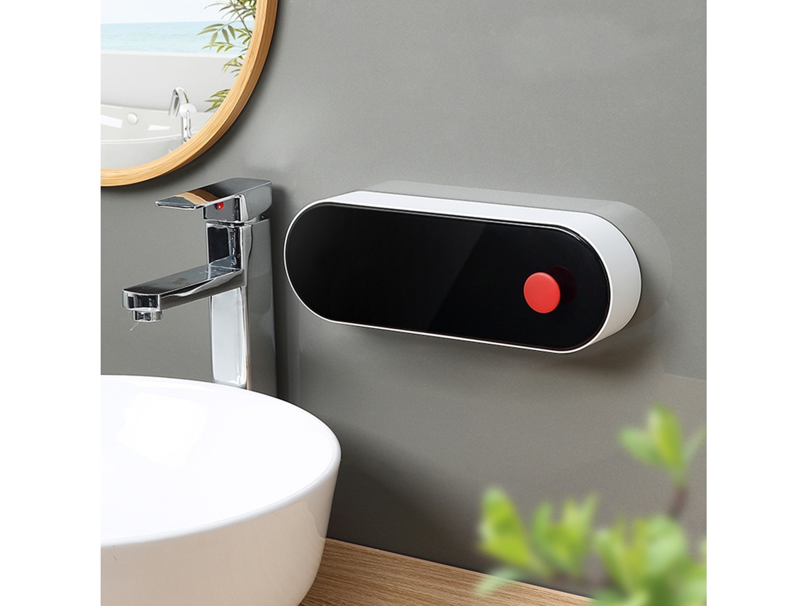 Jabonera De Pared Sin Taladrar, Con Tapa Protectora, Universal, De Acero Negro, 29,5 Cm.
