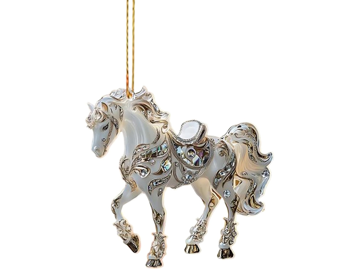 Adornos Navideños Temática Ecuestre Figura Acrílica 2d Colgante Decoración Navideña Hogar Fiestas Pared