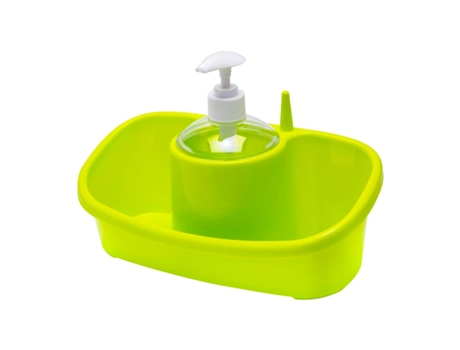 PLASTIC FORTE Estropajero de Cocina Doble Con Dosificador Pistacho