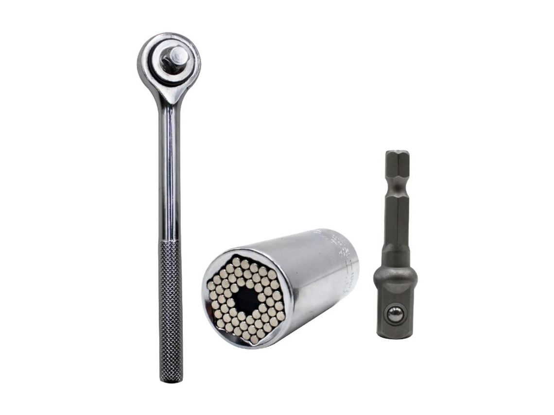 Juego De Llaves Universales De 7-19 Mm Con Llave De Trampa Para Ratas Y Portapuntas, Acero De Alto Carbono.