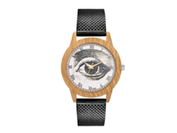 Reloj De Pulsera Unisex Con Patrón De Ojos Escala Romana Cuarzo Negro Zhoulianfa