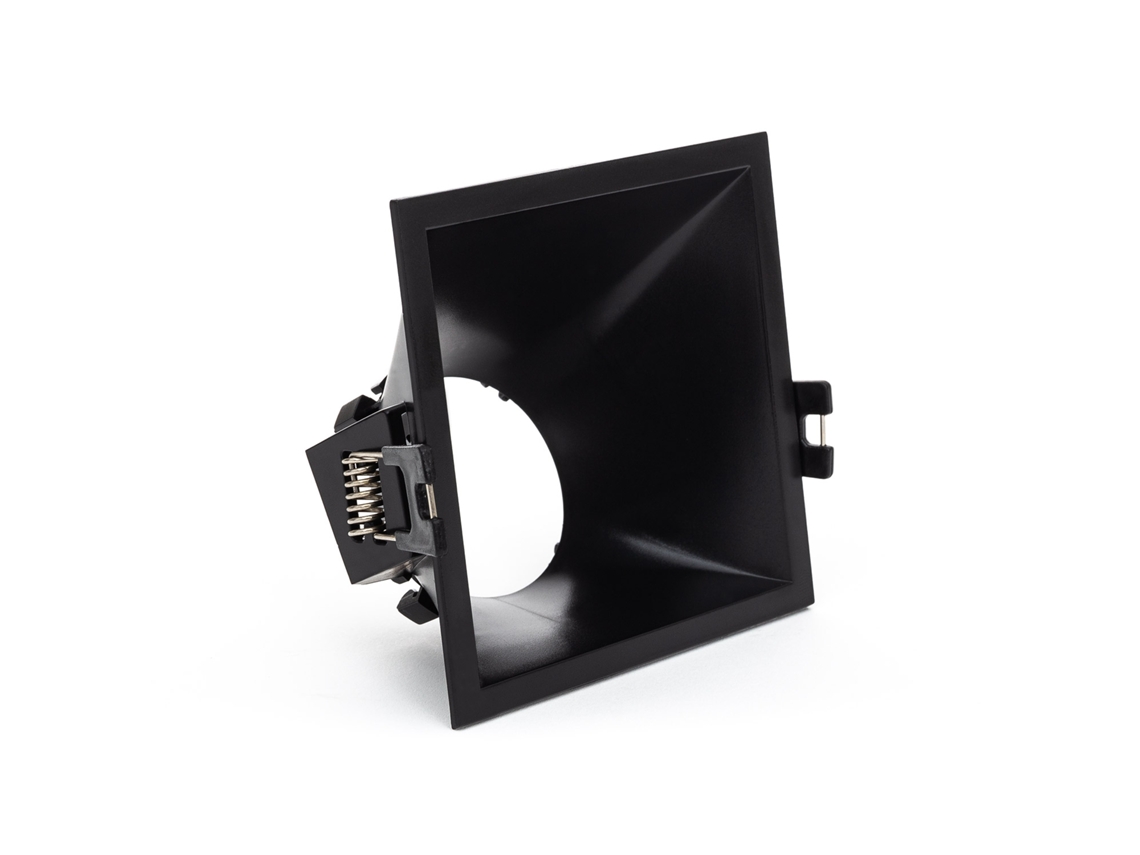 Marco cuadrado para downlight de 45º, bajo UGR, para lámpara LED GU10/GU5.3, corte 85 x 85 mm, negro, Ledkia