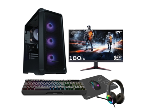 Torre EPICAL-Q Pack Vplus82 AMD Ryzen 5 5600, 16GB, 1TB SSD NVME, RTX 3060 Windows 11 Home Monitor 27 180hz FHD IPS Combo Gaming