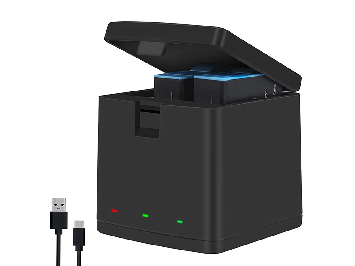 2026-caja De Carga Para Baterías De Cámara, Cargador De 3 Vías, Almacenamiento Y Carga Para Baterías Hero