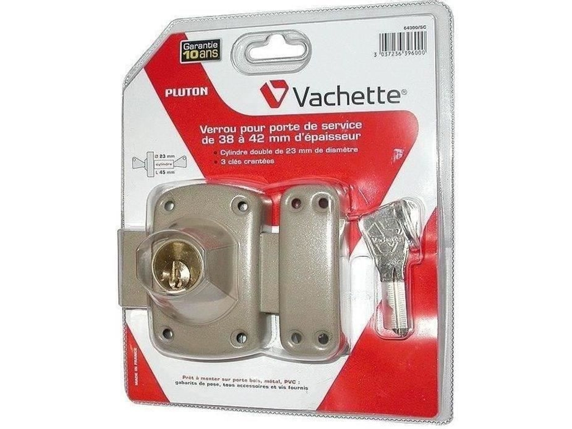 Cerradura Plutón De Doble Cilindro Vachette 45 Mm Niquelada 3 Llaves Incluidas