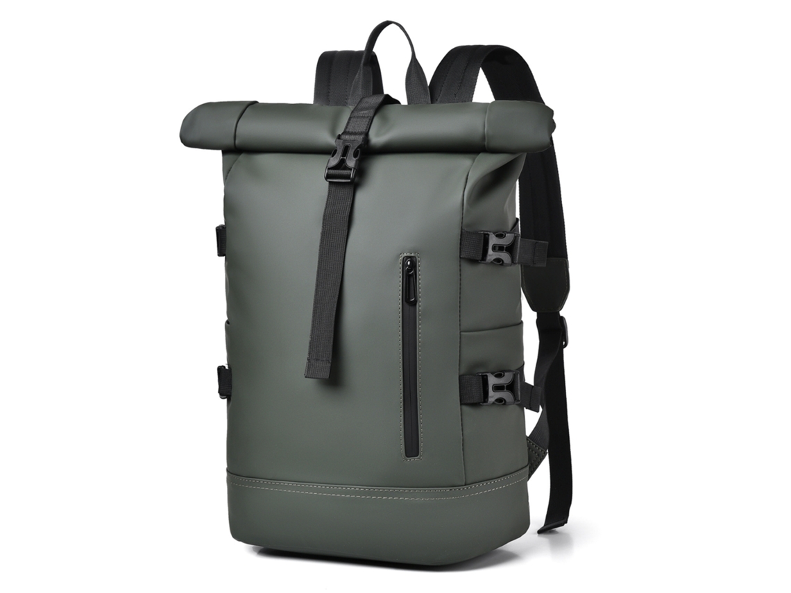 Mochila Enrollable Impermeable Henten Home Para Portátil De 15,6", Estilo Casual Urbano Unisex, Material Pu, Verde