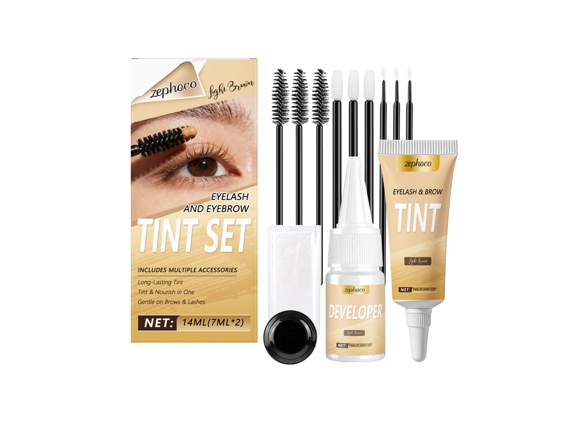 Kit de tinte para cejas y pestañas, marrón claro