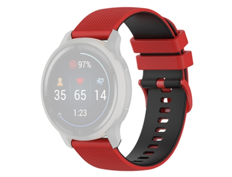 Correa de Silicona 20mm para Garmin Venu2 Plus/Vivoactive 3/Vivomove - rojo/negro